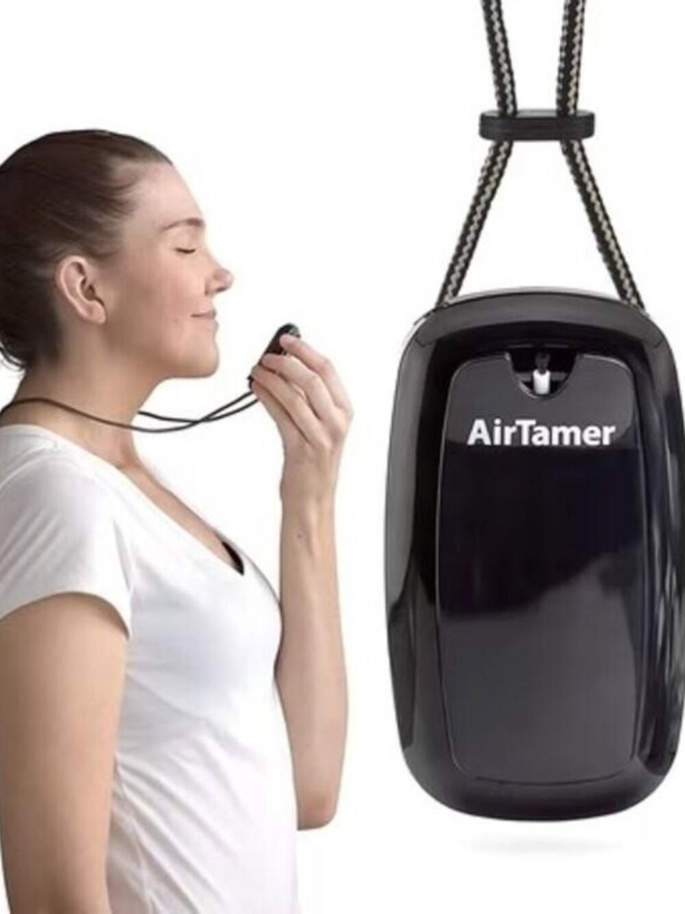 AirTamer A315 Rechargeable Wearable Personal Air Purifier, Black Negative-ion